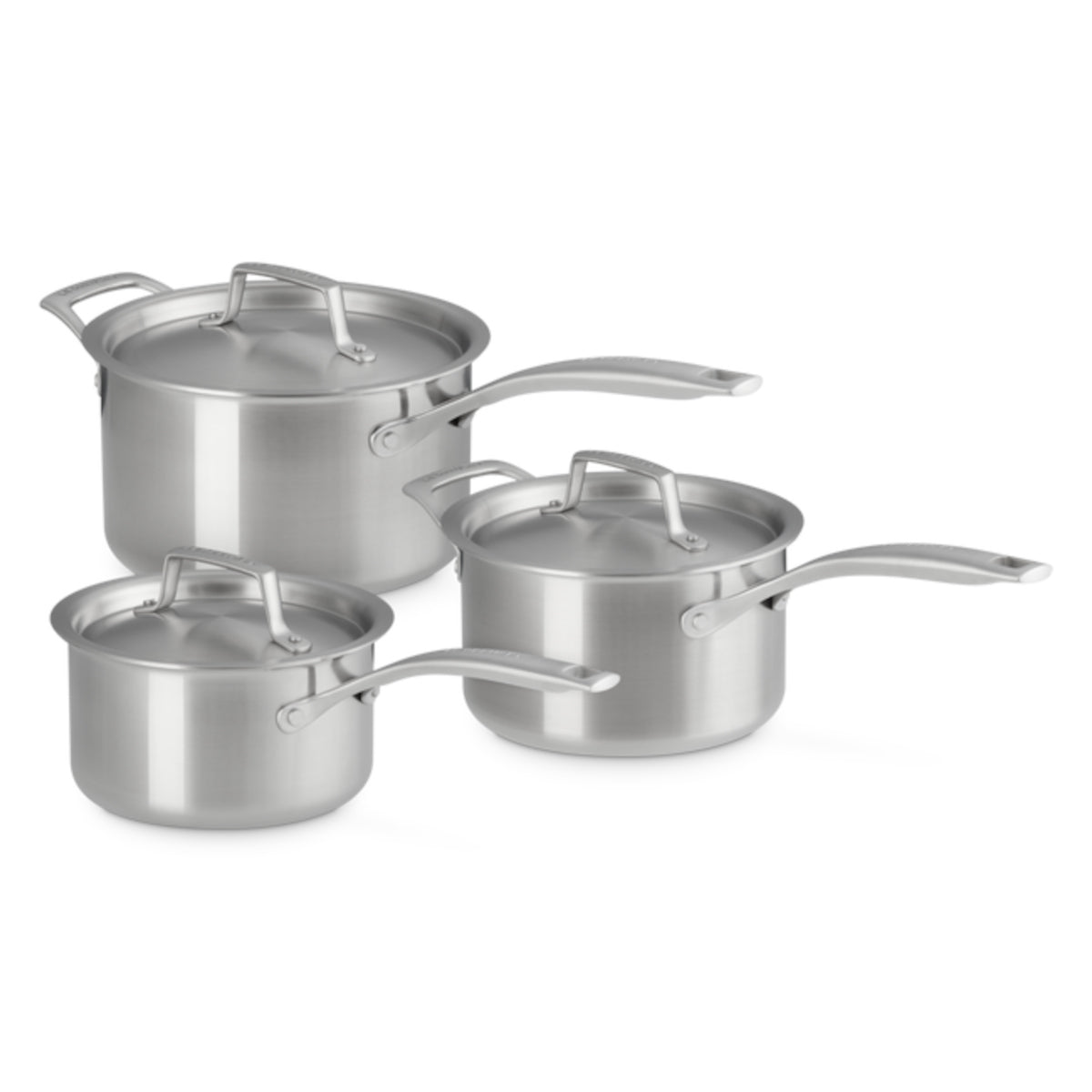 Le Creuset Essential 3-ply Stainless Steel 3-piece Saucepan Set | Minimax