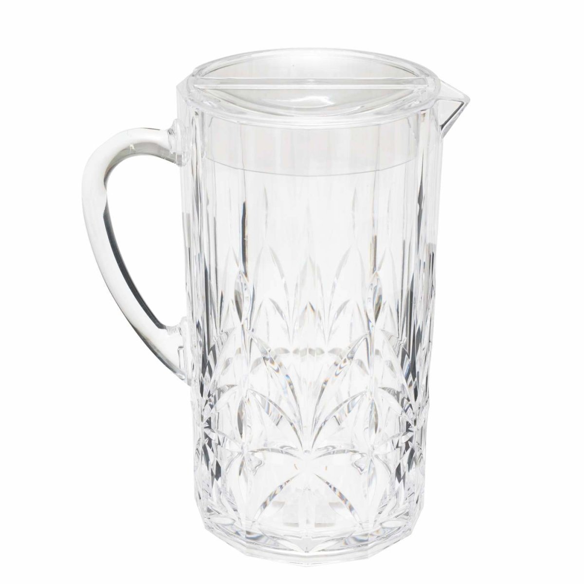 Saltwater unbreakable embossed clear pitcher with lid 2.1L, front view