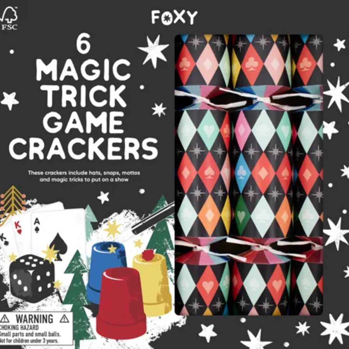 The Paperie Foxy Novelty Crackers Abracadabra Magic Trick Game 30cm Set Of 6