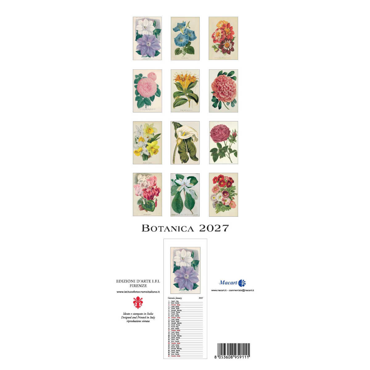 The Paperie Botanica 2027 Slim Wall Calendar | Minimax