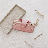 Louenhide Skittle Sunglass Case Woven Pastel Pink featuring textured weave and gold clip