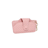 Louenhide Skittle Sunglass Case Woven Pastel Pink featuring textured weave and gold clip