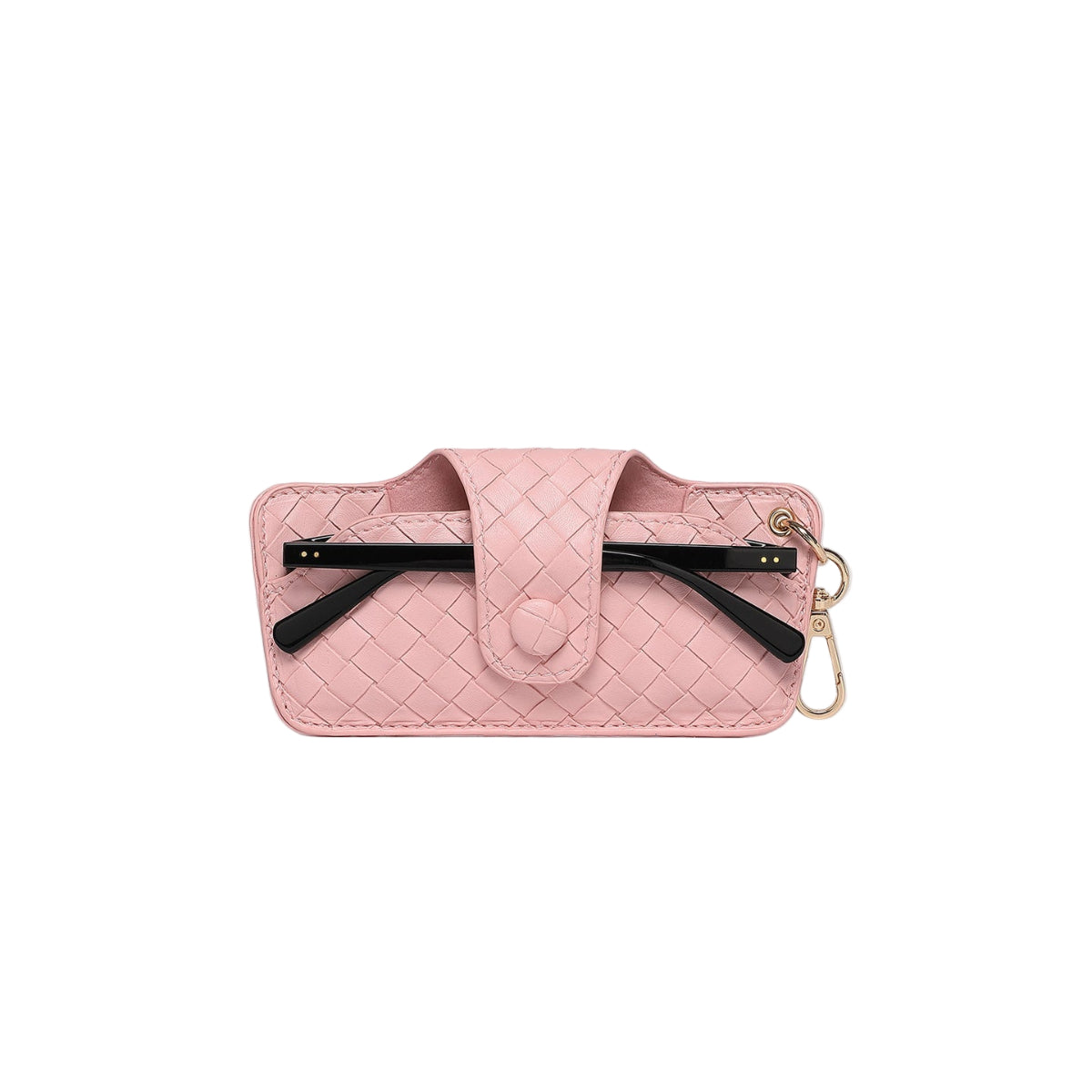 Louenhide Skittle Sunglass Case Woven Pastel Pink featuring textured weave and gold clip