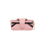 Louenhide Skittle Sunglass Case Woven Pastel Pink featuring textured weave and gold clip