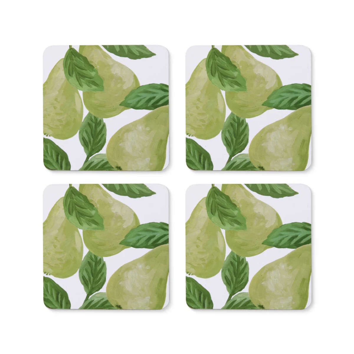 Madras Link Pear Designed Square Coaster 10cm (Set of 4) | Minimax