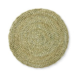 Madras Link Braid Maize Green Table Mat 33cm – round woven placemat made from natural maize braid in green, perfect for dining table styling
