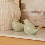 Madras Link Ceramic Bird Decor Light Green Set of 2