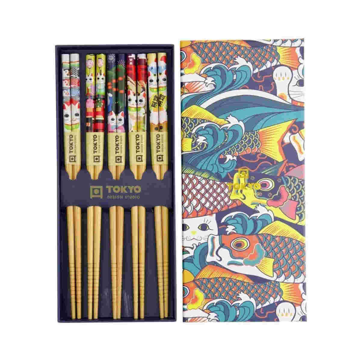 Tokyo Design Lucky And Koinobori Chopstick Giftset 5 Piece in Assorted | Minimax