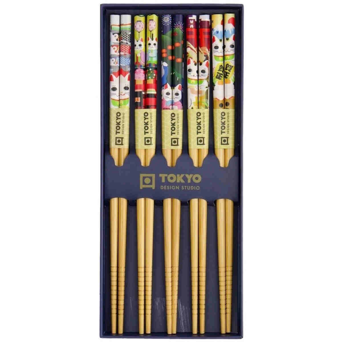 Tokyo Design Lucky And Koinobori Chopstick Giftset 5 Piece in Assorted | Minimax