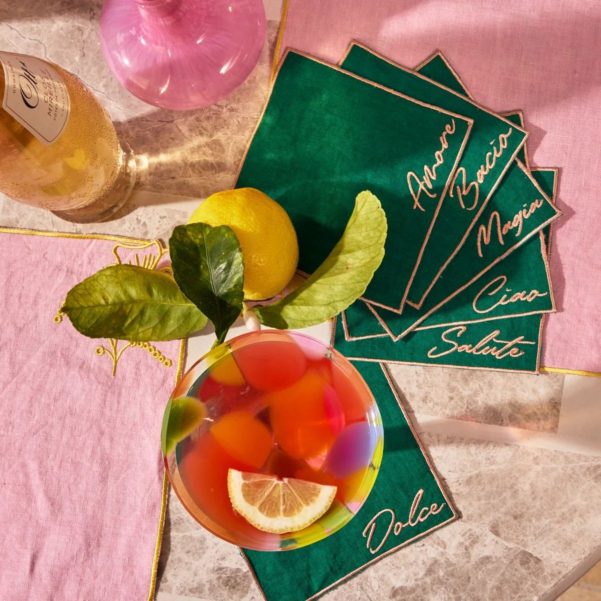 Kip&Co Cocktail Hour Embroidered Cocktail Napkin Set of 6