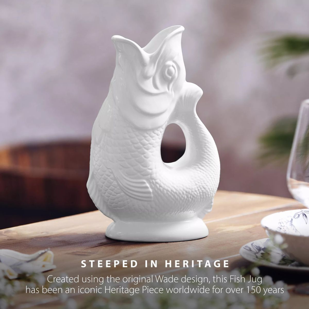 Wade Pottery Fish Jug White 1.2L | Minimax