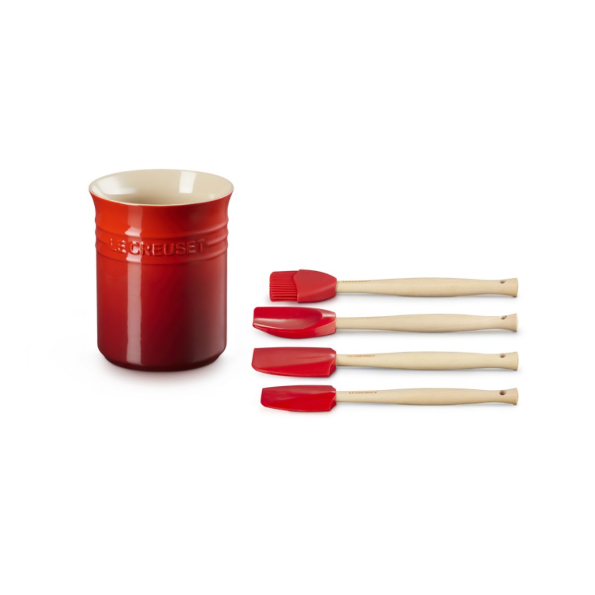 Le Creuset Spatula Set with Crock Cerise (5 Piece) | Minimax