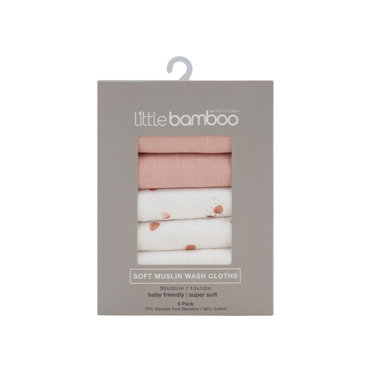 Little Bamboo Muslin Washers Dusty Rose 6 Pack | Minimax