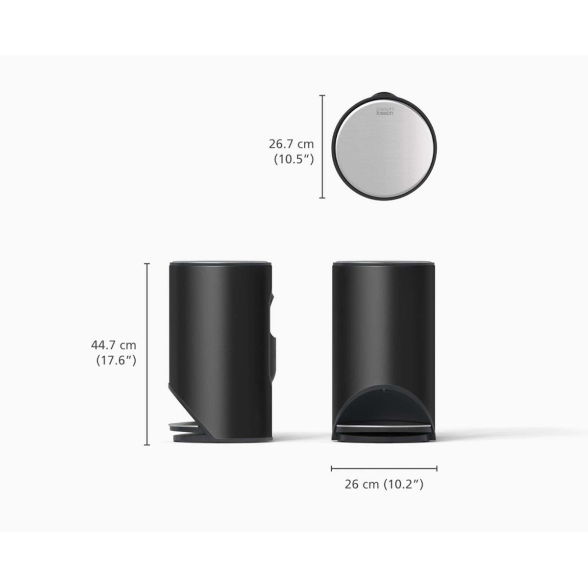 Joseph Joseph Arc Easy-Push Pedal Bin Matt Black 10L | Minimax