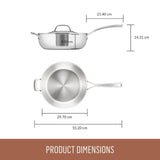 Essteele Eternita Stainless Steel Induction Chef's Pan with Lid 28cm (4.7L)