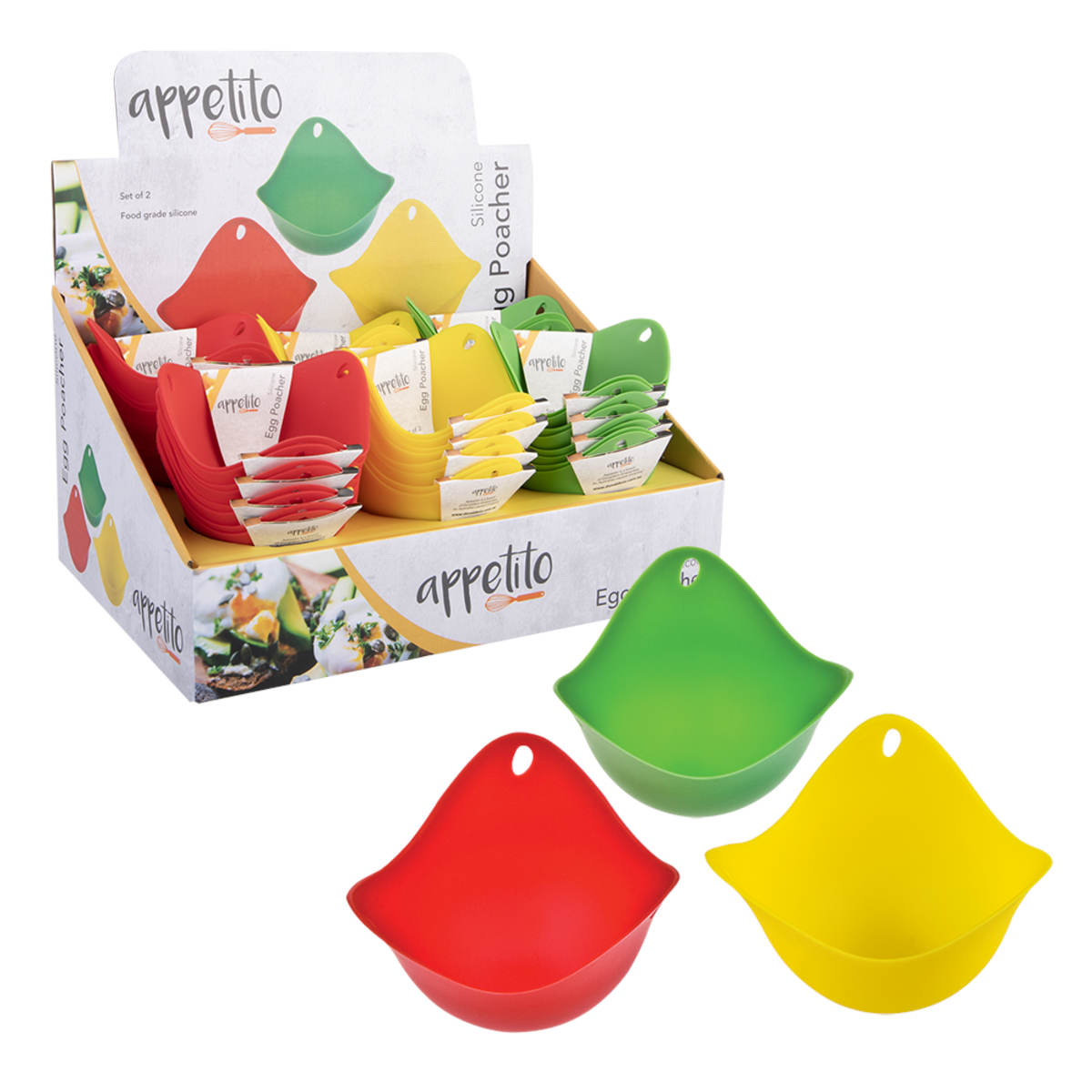Appetito Silicone Egg Poachers Assorted Colours Set of 2 | Minimax