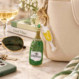 Coast to Coast Home Prosecco Beaded Keyring Green 6x19cm