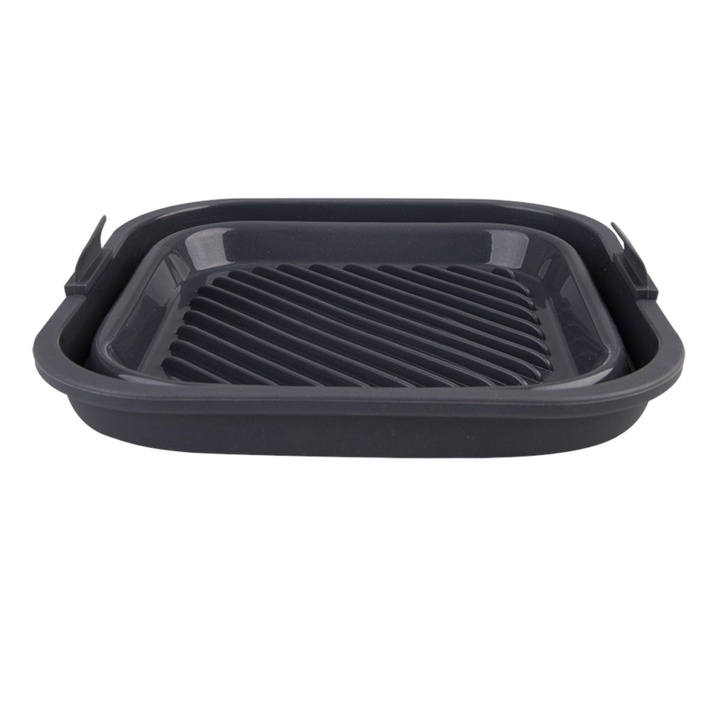Daily Bake Silicone Square Collapsible Air Fryer Basket Charcoal 22cm | Minimax