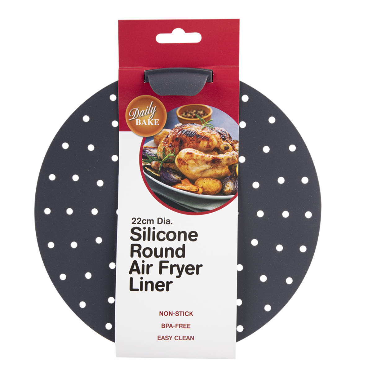 Daily Bake Silicone Round Air Fryer Liner Charcoal 22cm | Minimax