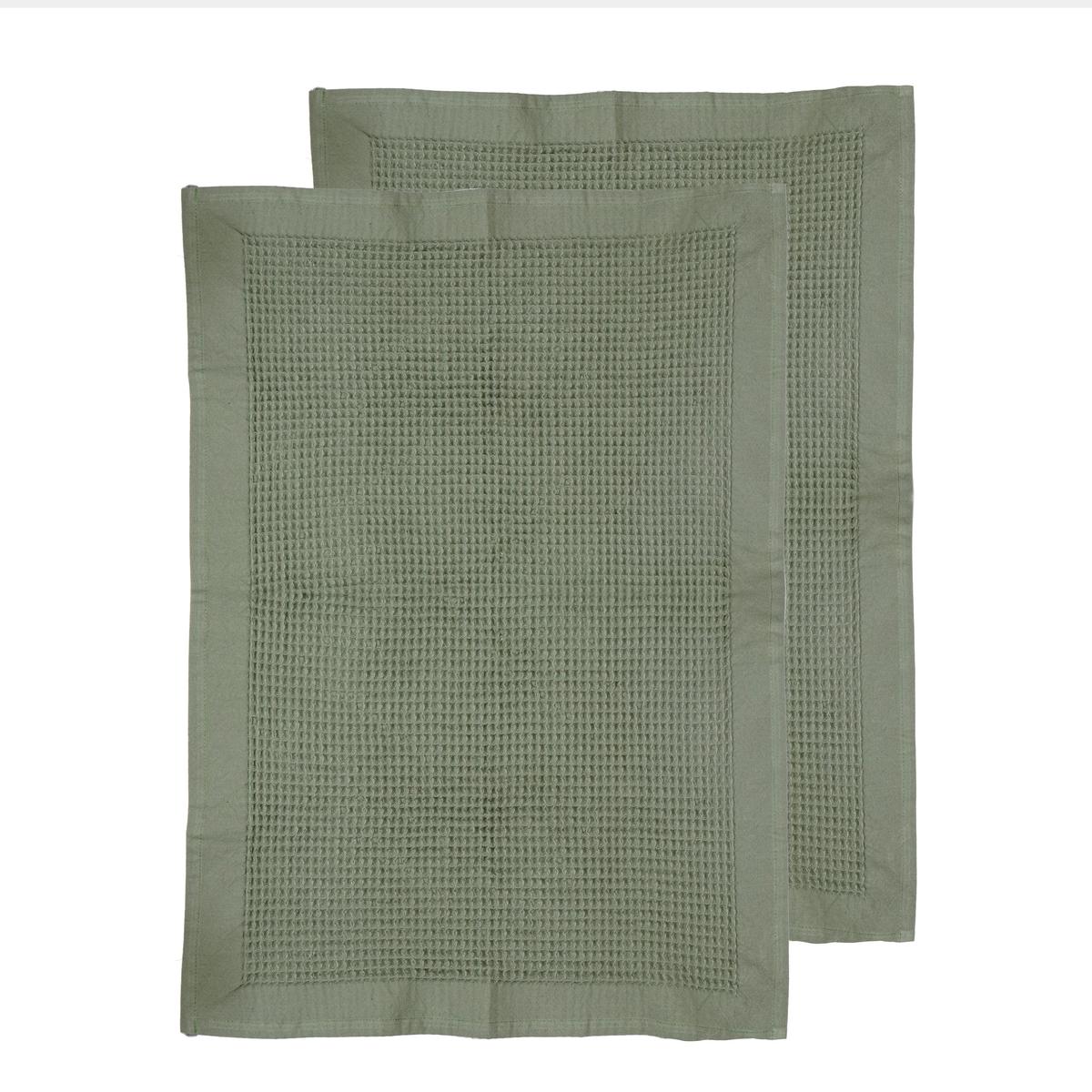 Ladelle Ollie Waffle Tea Towel Green Set of 2 | Minimax