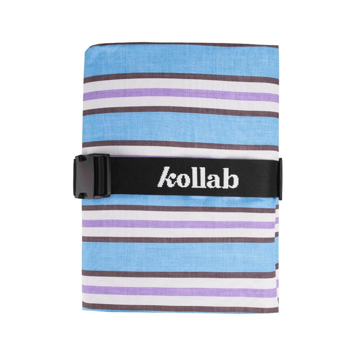 Kollab Picnic Mat Chocolate Blue Stripe 2mx2m | Minimax - folded