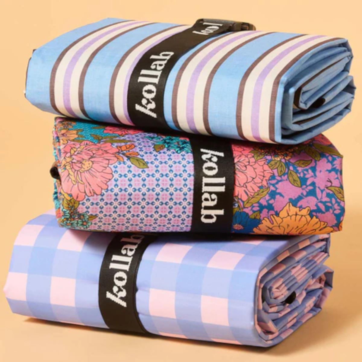 Kollab Picnic Mat Chocolate Blue Stripe 2mx2m | Minimax - folded