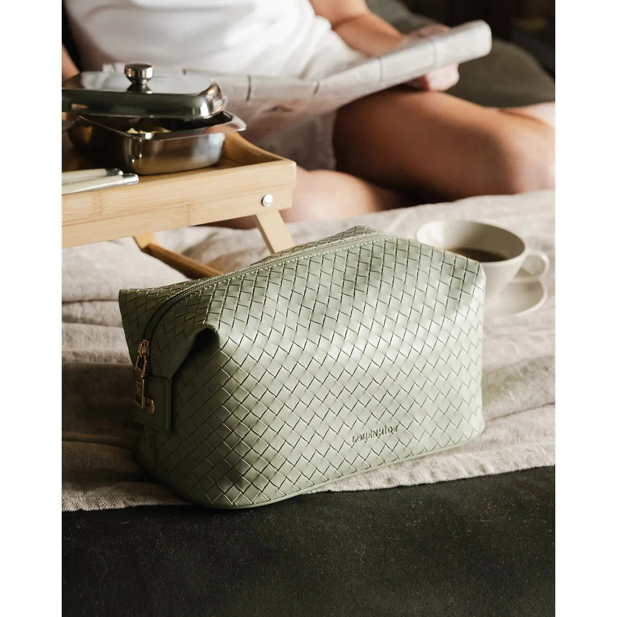 Louenhide Lucinda Woven Cosmetic Case Sage Green | Minimax