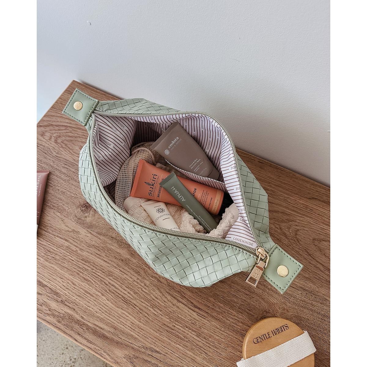 Louenhide Lucinda Woven Cosmetic Case Sage Green | Minimax