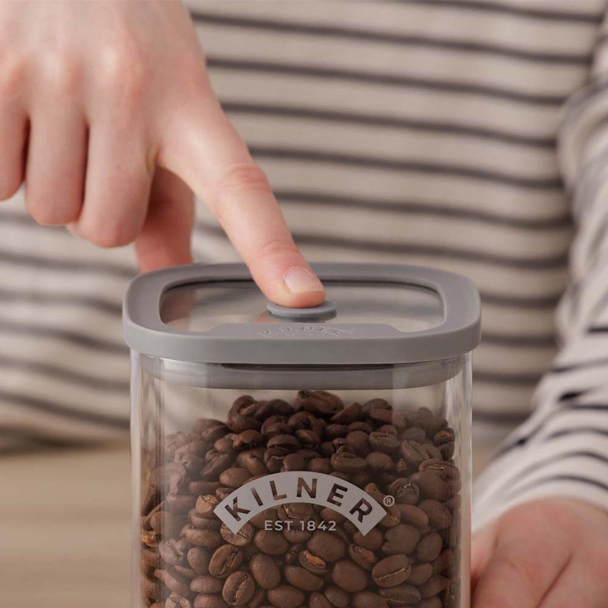 Kilner Fresh Storage Square Jar 1.5L | Minimax - with coffee beans inside