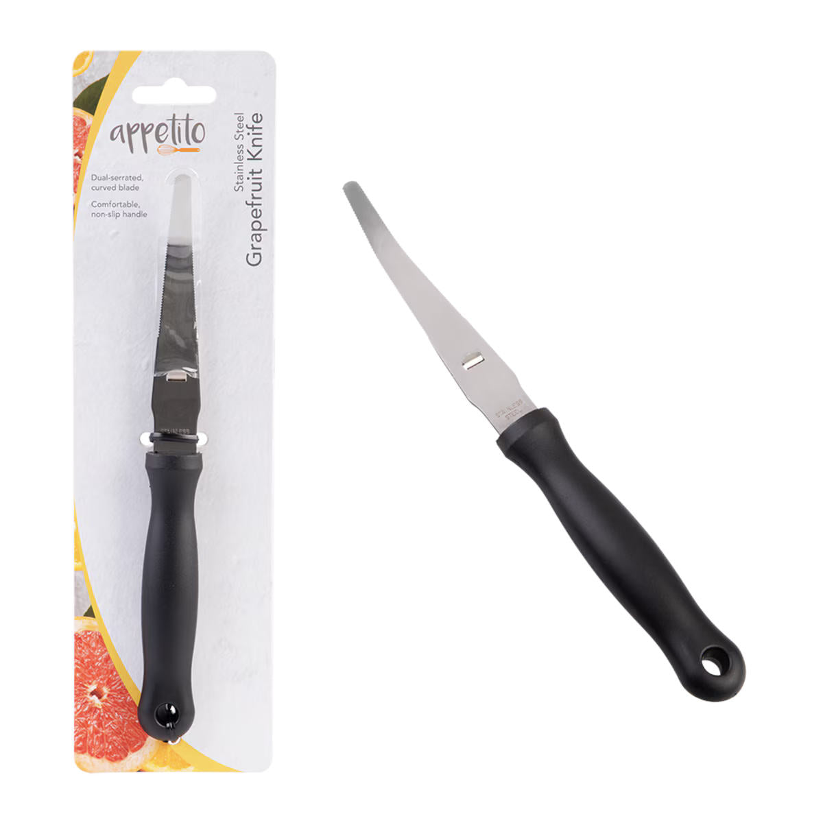 Appetito Stainless Steel Grapefruit Knife w/ Black Handle | Minimax