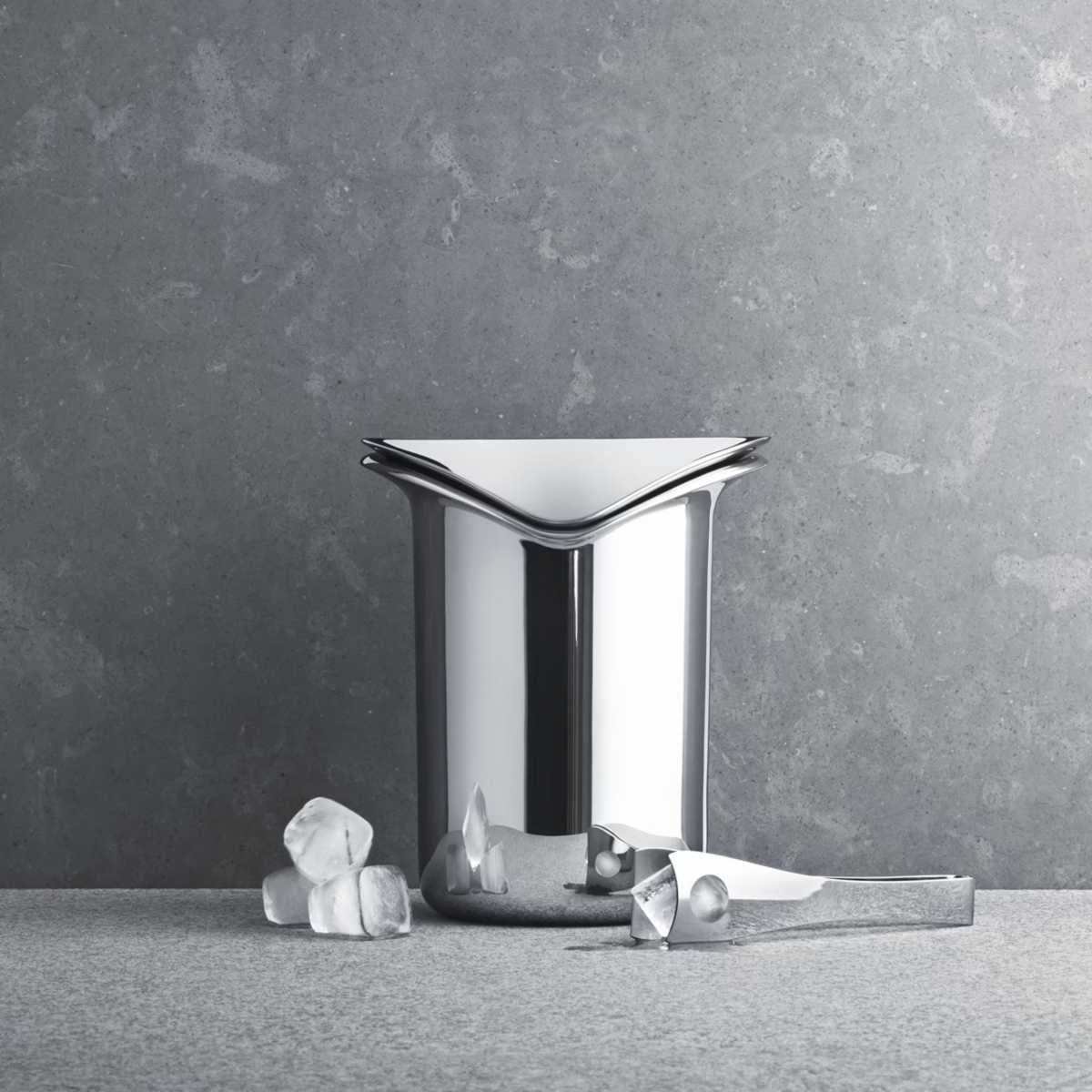Georg Jensen Stainless Steel Wine & Bar Ice Bucket with Tongs