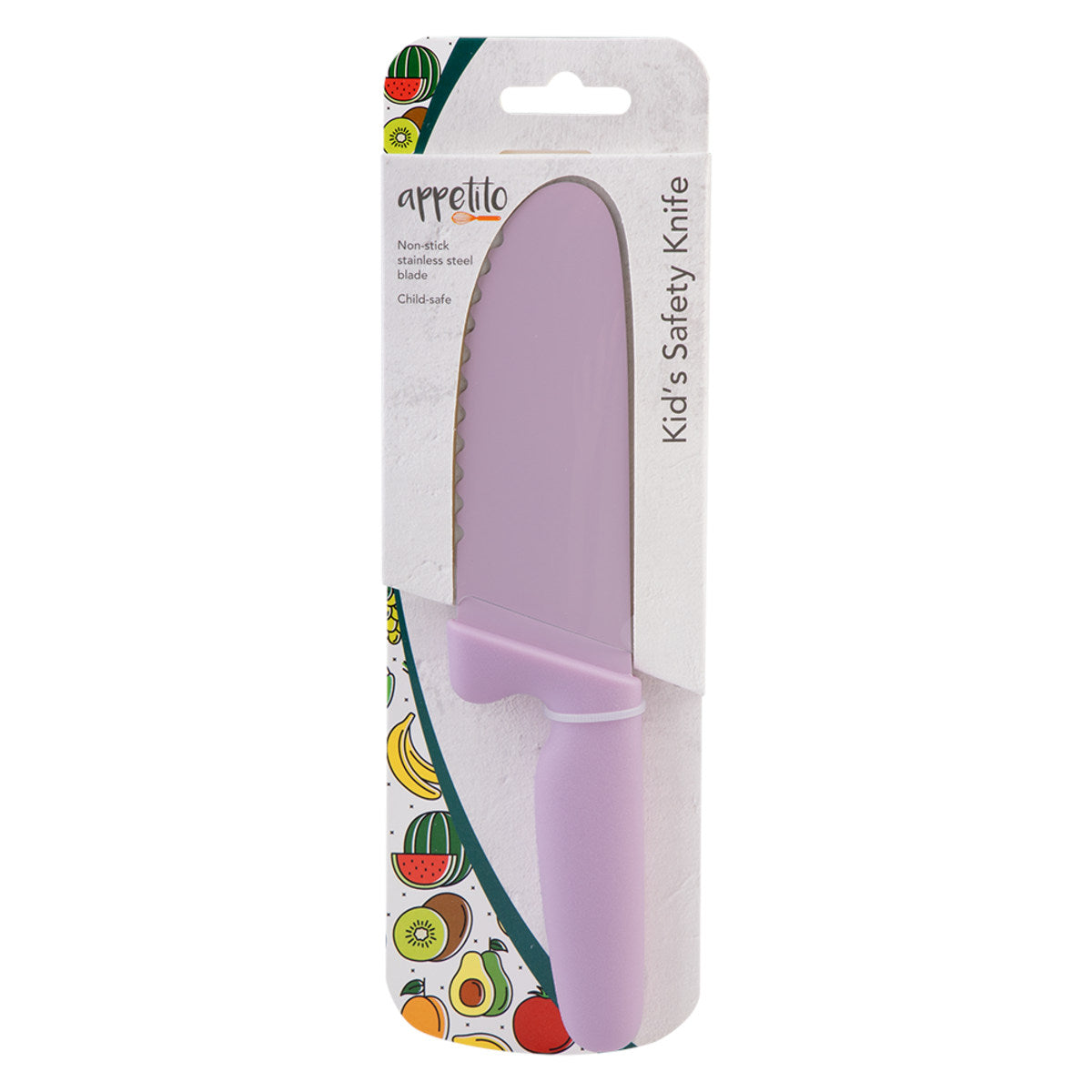 Appetito Kid's Safety Knife with Non-Stick Serrated Blade Pink