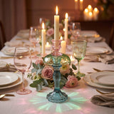 Swing Gifts Pemina Glass Candle Holder Pink Green 28cm