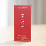 Wild Emery Calm Shower Steamers Pack of 3 – essential oil infused steamers with pink grapefruit and rose geranium for relaxation.