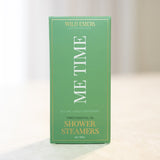 Wild Emery Me Time Shower Steamers Pack of 3 – essential oil steam tablets with key lime and sweet peppermint for refreshing self-care.