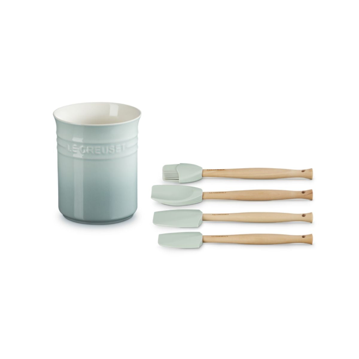 Le Creuset Spatula Set with Crock Sea Salt (5 Piece) | Minimax