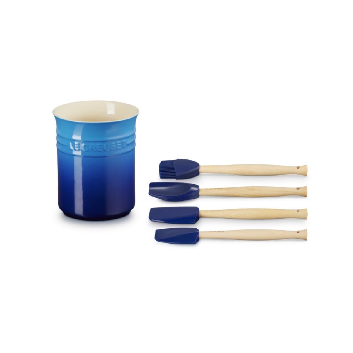 Le Creuset Spatula Set with Crock Azure (5 Piece) | Minimax