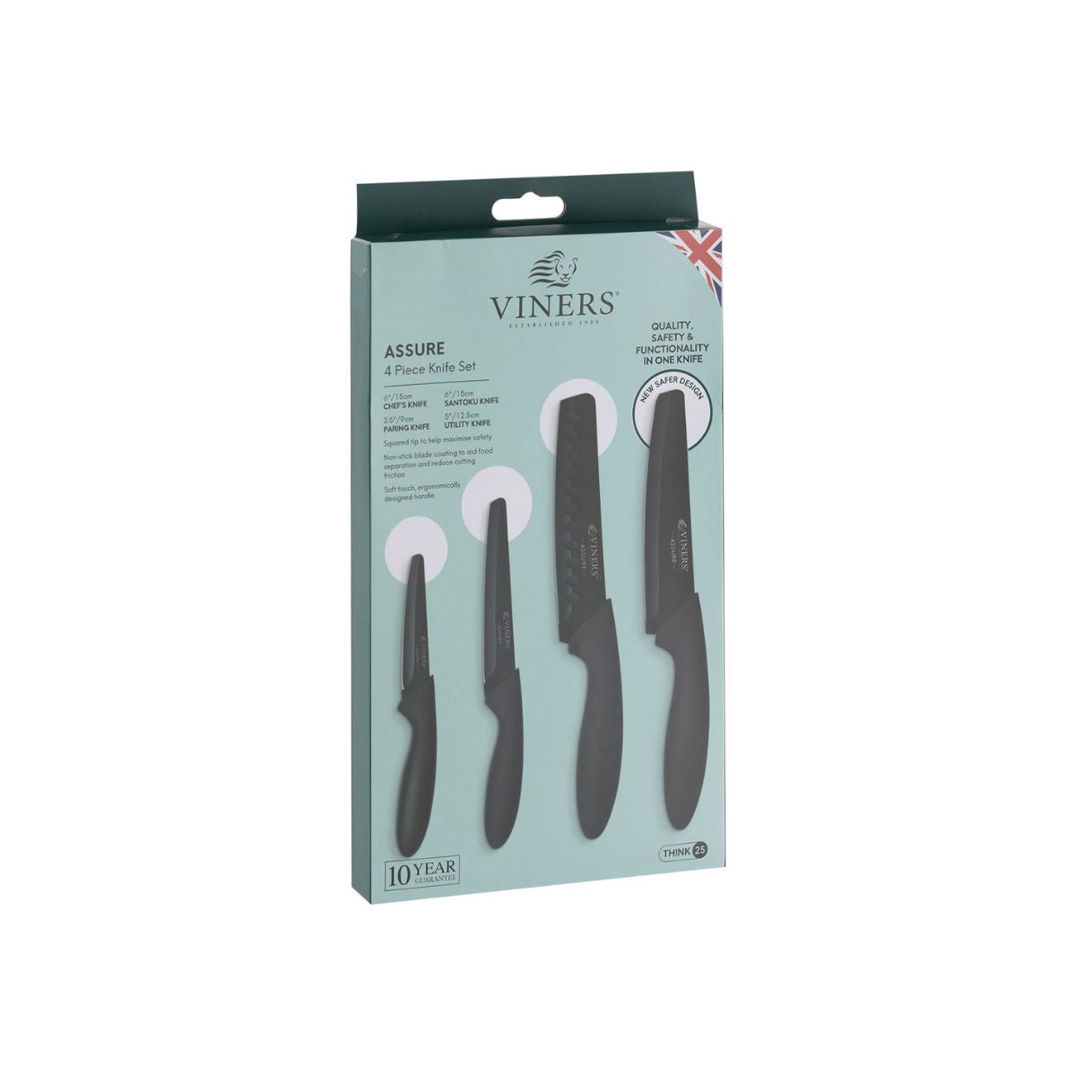Viners Assure Knife Set Black 4 Piece | Minimax