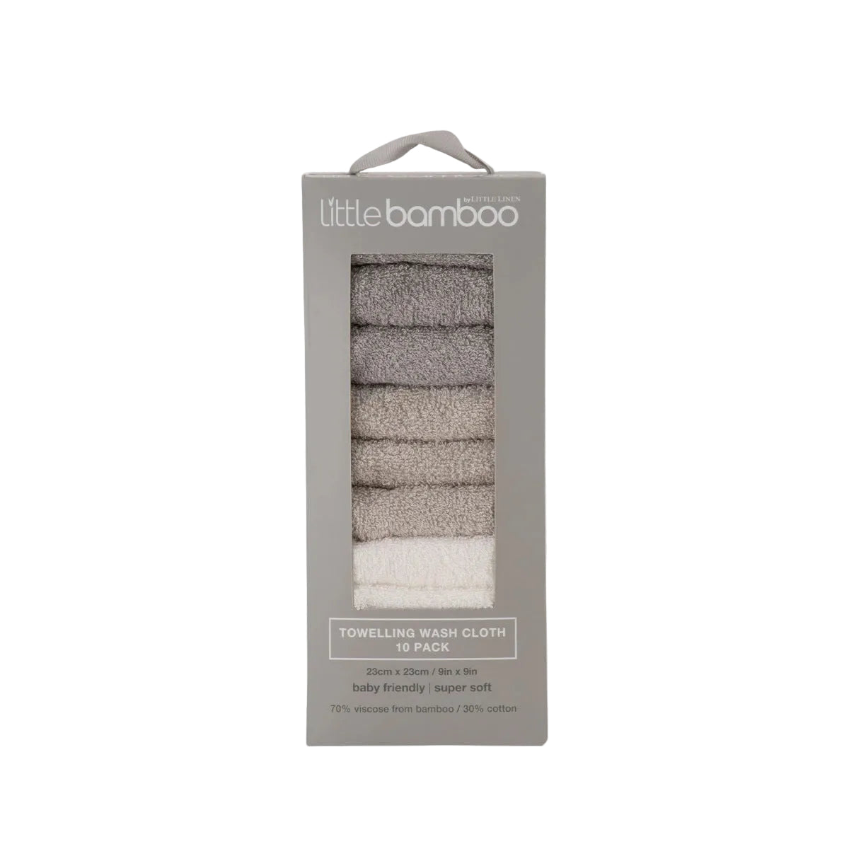 Little Bamboo Baby Towelling Washer Stone Grey (Pack of 10) | Minimax