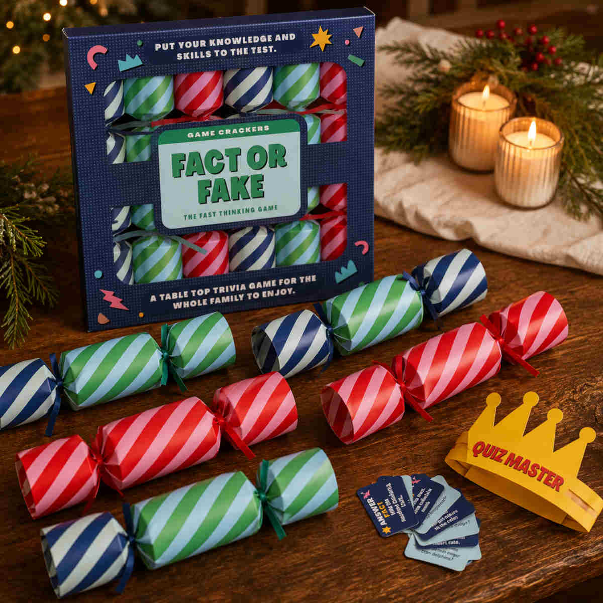 Mistletoe & Merry Games Fact or Fake Cracker 30cm (Set of 6)