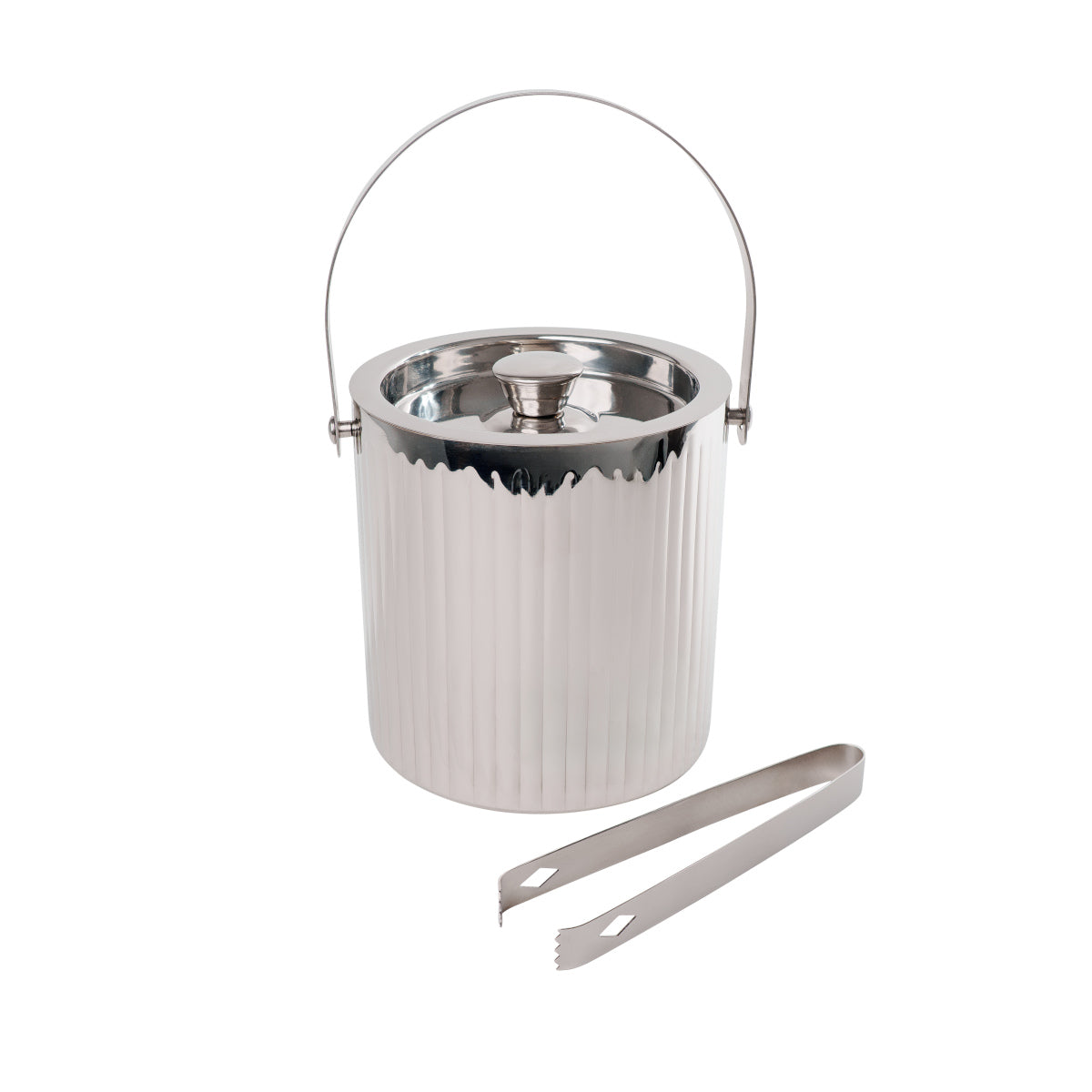 Casero Ribbed Ice Bucket w/Lid & Tongs
