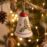 Noel Holly Hang Bell Christmas Decoration Green/Red 11cm