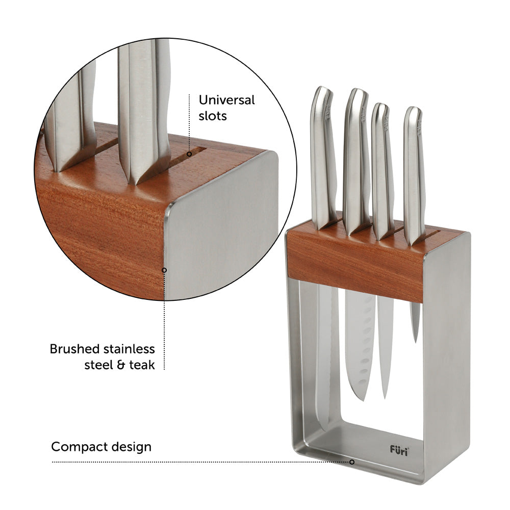 Furi Pro Stainless Steel Knife Block Set 5 Piece | Minimax
