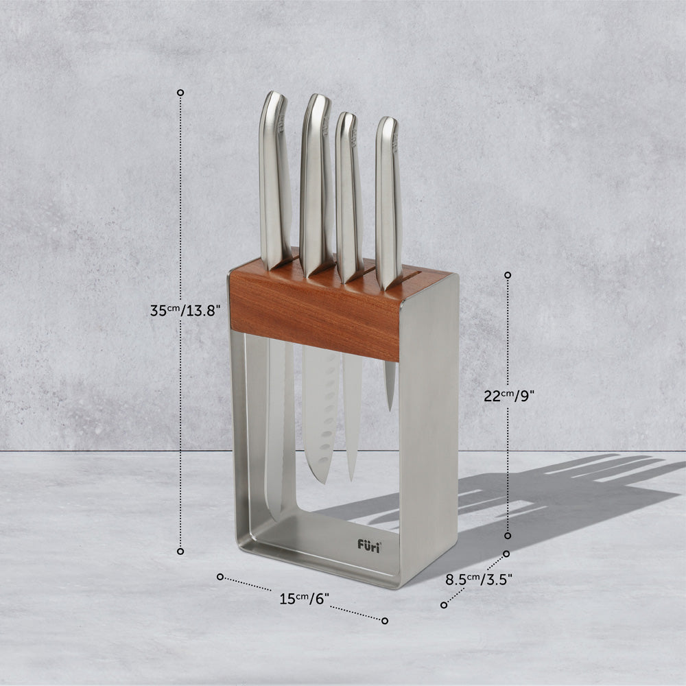 Furi Pro Stainless Steel Knife Block Set 5 Piece | Minimax