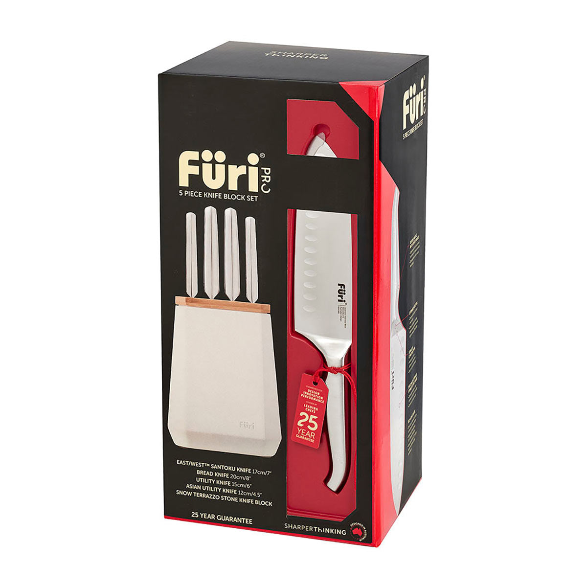 Furi Pro Stone Knife Block Set Snow Terazzo 5 Piece | Minimax