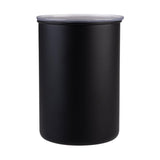 Casabarista Stainless Steel Vacuum Coffee Canister – sleek black airtight container with vacuum-sealed lid for keeping coffee fresh.