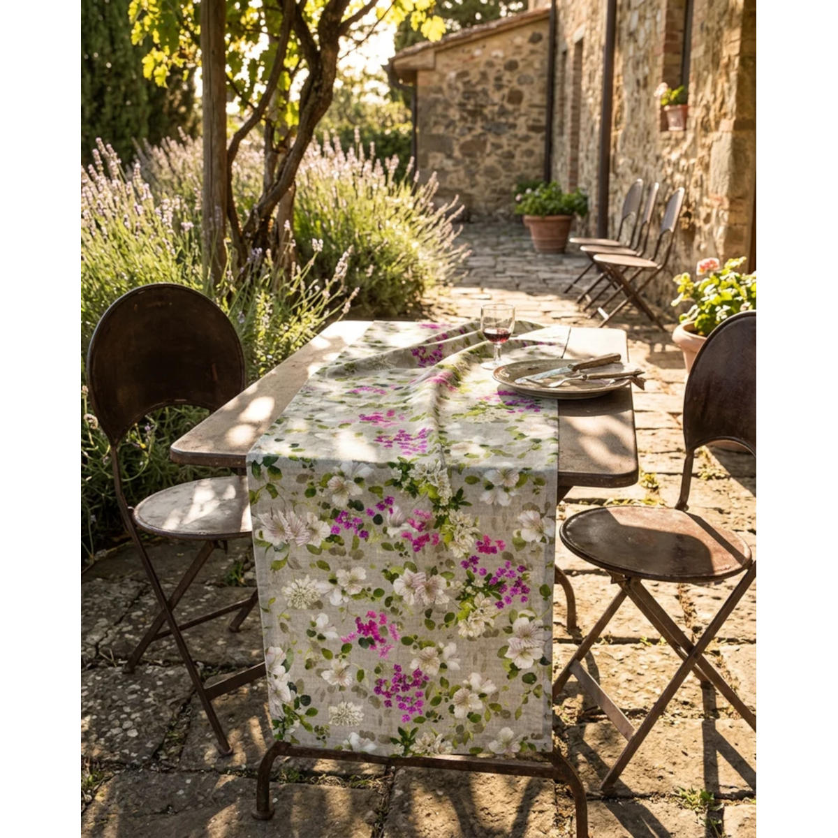 Tessitura Toscana Telerie Biscondola Cotton Table Runner 45x170cm