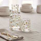 Pilbeam Living Bee Carafe Set 770mL – luxury clear glass carafe and tumbler set with metallic bee and floral design, ideal for modern homes