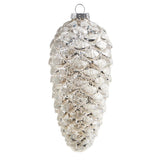 RAZ Glitter Pinecone Decoration White 14.5cm