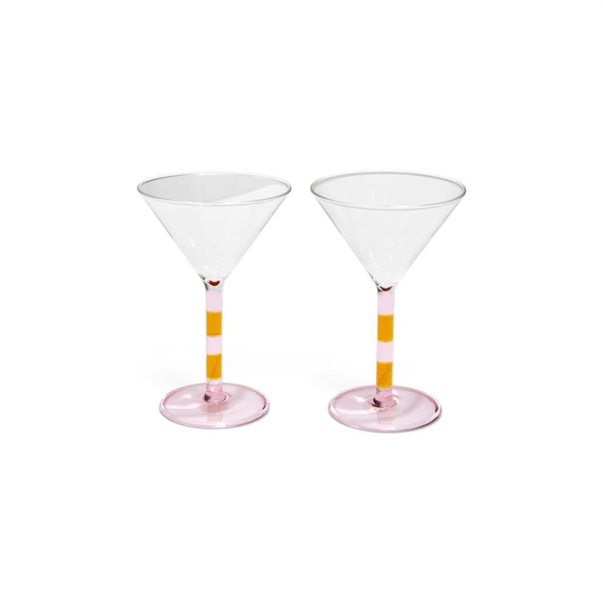 Fazeek Striped Martini Glasses Pink Amber 120ml Set of 2